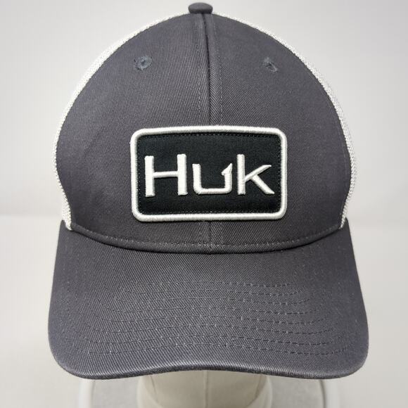 Huk Snapback Mesh Back Trucker Hat Gray One Size Colorblock Outdoor - Picture 2 of 9